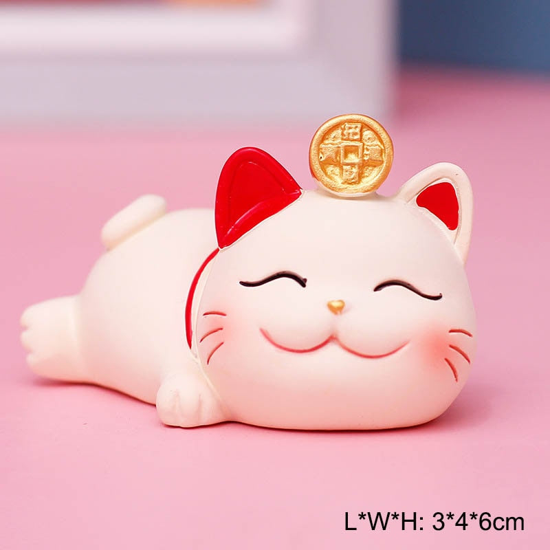 Chinese Lucky Wealth Waving Cat Gold Waving Hand Cat Home Decor Welcome Waving Cat Sculpture Statue Decor Car Ornament