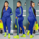2022 Plus Größe S-4XL 2-teiliges Set Frauen Herbst Kleidung Sweatsuit Joggers Outfit Zip Top Jogginghose Trainingsanzug Großhandel Dropshipping
