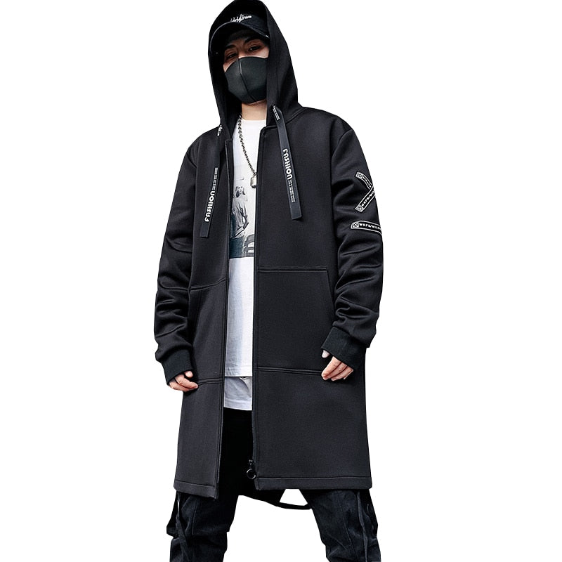 2023 Männer Harajuku Hip Hop Mäntel Männliche Jacke Lange Hoodie Baumwolle Mode Swag Mäntel Jacken Streetwear Hombre Oversize Jacke