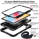 for iPad 10th Generation Case 10.9&quot; 2022, with Pencil Holder/360 Rotation Stand/Hand Strap, Heavy Duty Shockproof Rugged Cover