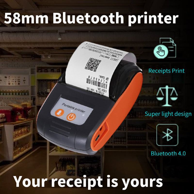 Mini Impresora portátil inalámbrica Bluetooth recibos Impresoras térmicas teléfono móvil 58mm Android IOS PC Pocket Bill Makers Impresora