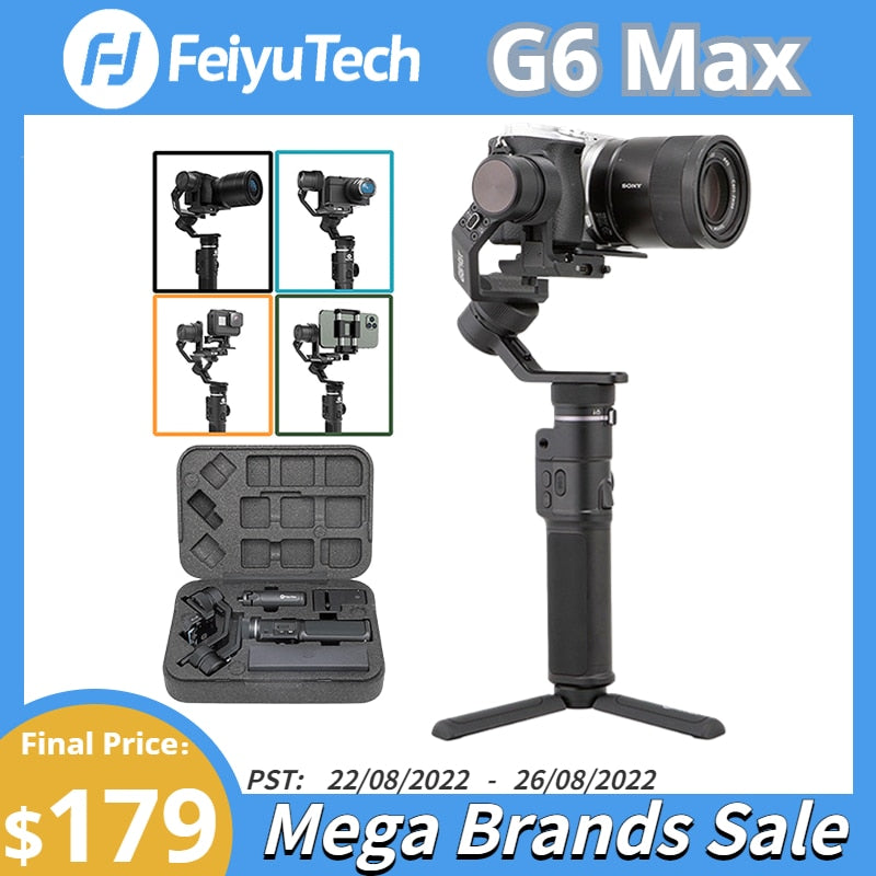 FeiyuTech Offizieller G6 Max 3-Achsen-Gimbal-Stabilisator für die spiegellose Taschen-Action-Kamera Sony ZV1 Canon GoPro 8