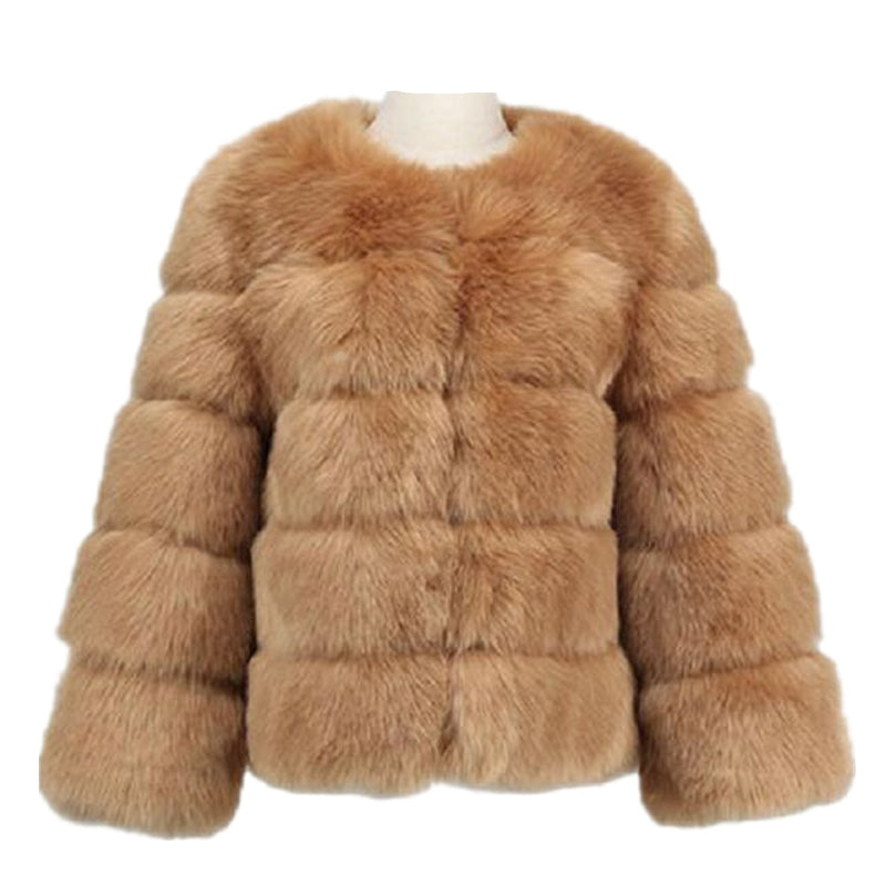 Lisa Colly New High Imitation Long Sleeves Short Fox Fur Coat Jacket Warm Winter Coat Outwear Faux Fur Coat Overcoat Furs Coat