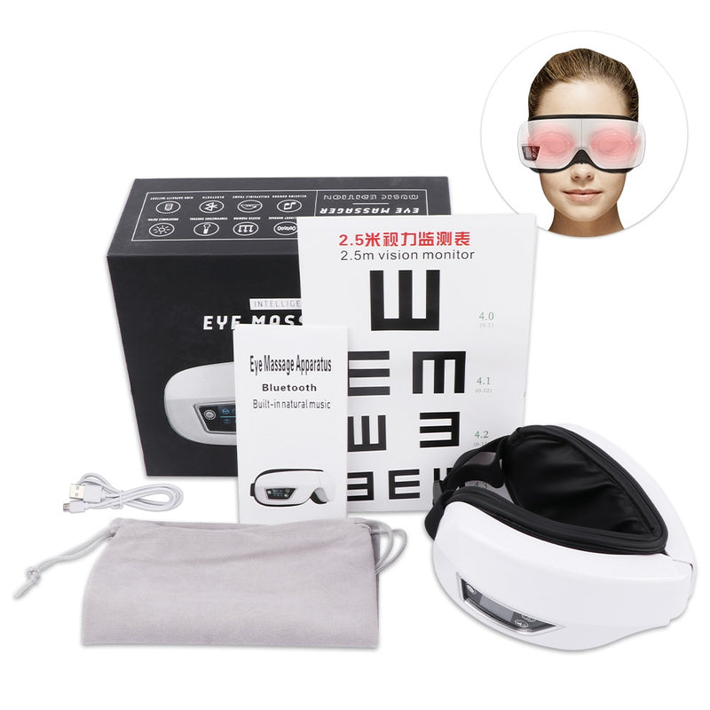 Augenmassagegerät 6D Smart Airbag Vibrations-Augenpflege-Instrument Hot Compress Bluetooth Eye Massage Glasses Fatigue Pouch &amp; Wrinkle