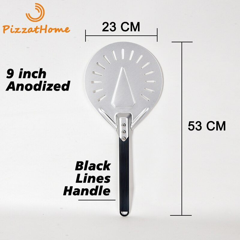 PizzAtHome, pala para Pizza perforada de 7/ 8/ 9 pulgadas, pala para Pizza de aluminio, herramienta para Pizza corta, mango antideslizante