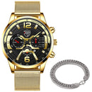 Luxus Herren Armbänder Uhren Mode Männer Edelstahl Mesh Gürtel Quarzuhr Business Casual Male Clock relogio masculino