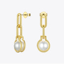 ENFASHION Link Chain Pearl Drop Earrings For Women Gold Color Geometric Dangle Earings Fashion Jewelry Dropshippping E191142