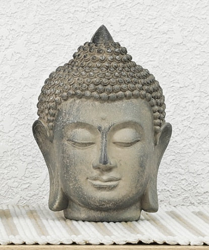 Estatua de Buda de resina, estatua de Buda chino, estatua de jardín con cabeza de Buda grande, estatua de piedra arenisca, decoración de Buda