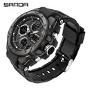SANDA Marke Herrenuhr Military Outdoor Sports Wasserdichte Uhren Dual Display Quarz LED Digitaluhr Relogio Masculino