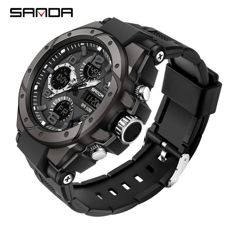 SANDA Marke Herrenuhr Military Outdoor Sports Wasserdichte Uhren Dual Display Quarz LED Digitaluhr Relogio Masculino