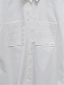 REALEFT 2022 New Spring Double Pockets Turn-down Collar Cotton Women's Blouse Casual Loose Female Blouse Tops Workwear Shirts