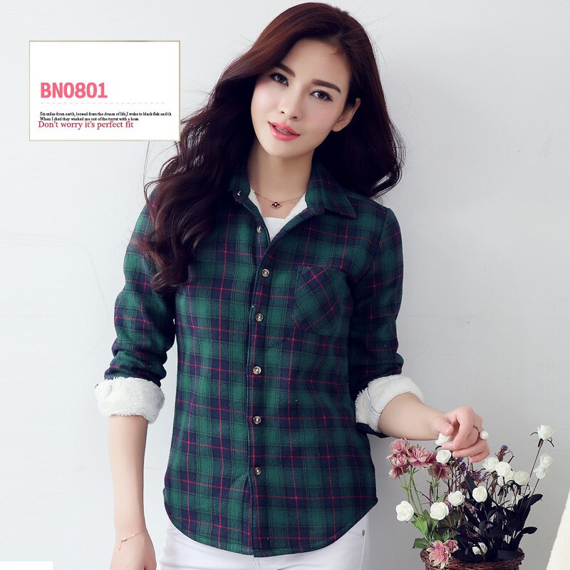 S-4XL Women Cotton Shirt Spring Autumn Winter 2022 New Casual Long-sleeve Brushed Plaid Stripe Shirts Girl's Tops Blouse Female