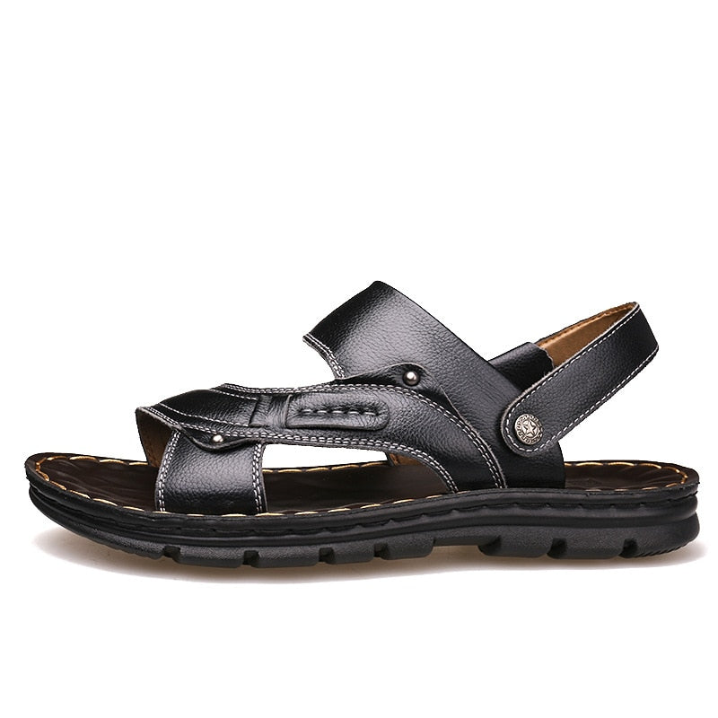 Men&#39;s Summer New Leather Sandals Men&#39;s Casual Beach Shoes Non-slip Slippers Two Sandals Men Sandals Leather  Men Sandal   Shoes