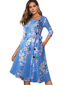 Nice-forever Frühling Normallack mit Knopf Retro Elegante Kleider Party Flare Swing Damen Kleid A241