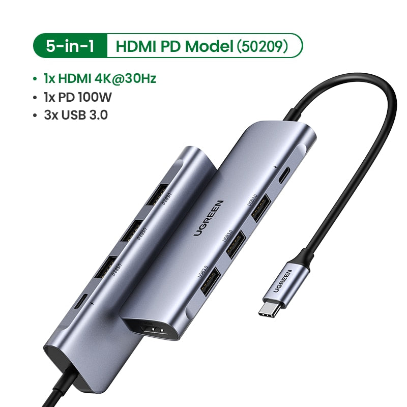 UGREEN USB C HUB tipo C a Multi USB 3,0 HUB adaptador HDMI Dock para MacBook Pro Huawei Mate 30 USB-C 3,1 puerto divisor tipo C HUB