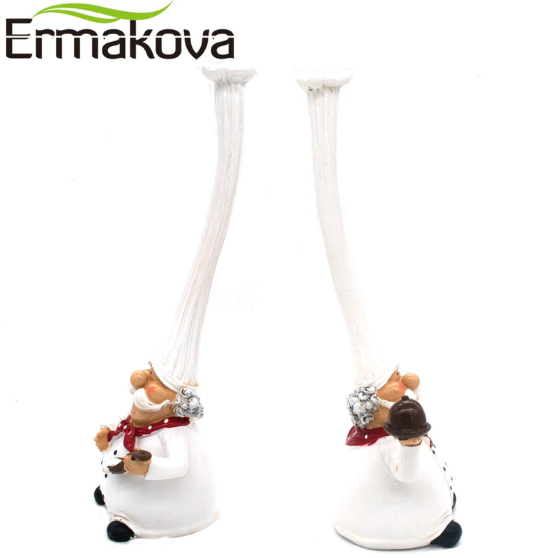 ERMAKOVA 2 Pcs/Set Resin Chef Figurine Cake Bakery Chef Cook Statue Cooking Chef Figurine Home Kitchen Restaurant Bar Cafe Decor