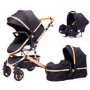 High Landscape Kinderwagen 3 in 1 mit Autositz Rosa Kinderwagen Luxus Reisekinderwagen Autositz und Kinderwagen Babytrage Kinderwagen
