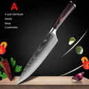 Japanese Kitchen Knife Set Laser Damascus Pattern Stainless Steel  Sharp Cleaver Slicing Utility Knives Kitchen Tools