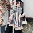 Luxus Winter Kaschmir Schal Frauen 2022 Design Warme Pashmina Decke Pferd Schals Weibliche Schal Wraps Dicken Foulard Bufanda