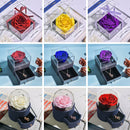Schmuckschatulle mit natürlicher ewiger Rose zum Muttertag / mit 100 Sprachen, Liebeskette, konservierte Blumen, Vorschlagsring, Geschenk für sie
