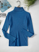 2022 suéteres básicos de cuello alto para mujer, suéter grueso y cálido para otoño e invierno, Tops ajustados, suéter de punto acanalado, Jersey suave para mujer