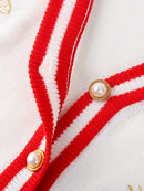 Cárdigan bordado de abeja de diseñador de moda de alta calidad, suéteres de punto con botones de Color de contraste de manga larga de un solo pecho C-068