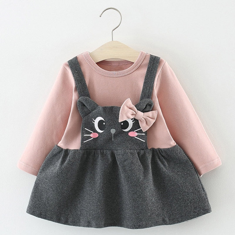 Bear Leader Baby Girl Dress Set T-shirt Tops Cartoon Giraffe Dress Baby Girl Princess Clothes Girls Long Sleeve  2pcs Suit