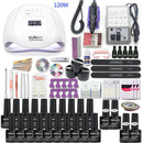 Nagel-Set Maniküre-Set mit 114 W / 120 W / 54 W LED-Nagellampe 35000 U / min Nagelbohrmaschine 20/10 Farbe Poly Extension Nail Gel Set