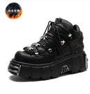 2020 Punk Stil Frauen Turnschuhe Lace-up 6 CM Plateauschuhe Frau Creepers Weibliche Casual Wohnungen Metalldekor Tenis Feminino