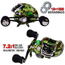 Baitcasting-Angelrolle Ganzmetallspule 18+1BB 10kg/22LB Max. Zugkraft Geschwindigkeitsverhältnis 7,2:1 Magnetische Metallguss-Angelrolle
