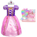 Mädchen Rapunzel Kleid Kinder Sommer Tangled Fancy Prinzessin Kostüm Kinder Verkleidung Geburtstag Karneval Halloween Party Kleidung 2-8T