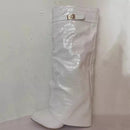 Ins Hot Spring Winter Great Quality Crocodile Print Upper Shoes Booty Knee High Pointy Toe Overlay Side Zip Damenstiefel 43