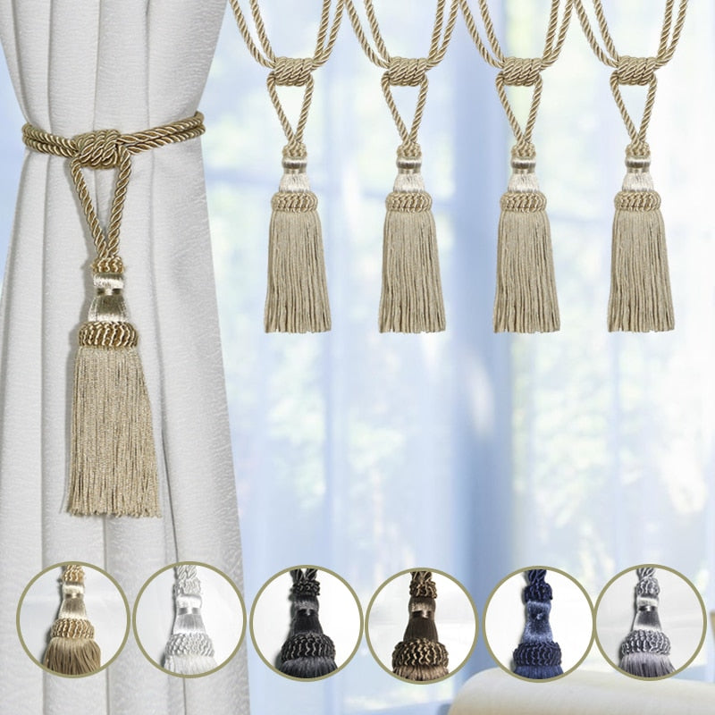 2/4Pcs Tassel Curtain Tieback Polyester Handmade Hanging Ball Tassels Fringe Curtains Holder Buckle Rope Decor Room Accessories