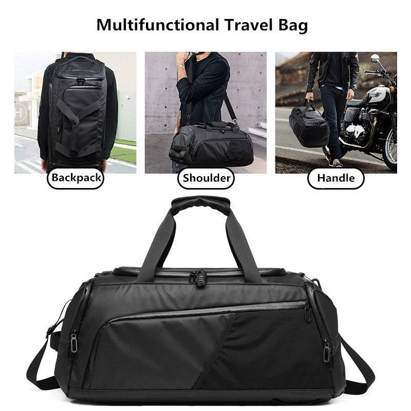 XC Men Gym Bag Large Travel Training Fitness Workout Sports Bag Backpack Waterproof Dry Wet Shoulder Laptop Bag 52x20x20cm T8839