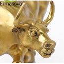 ERMAKOVA Wall Street Golden Fierce Bull OX Figur Skulptur Lade Börse Bull Statue Home Office Decor Geschenk