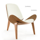 Nordic Massivholz Rückenlehne Wohnzimmer Stühle Lazy Leisure Sessel Haushaltsmöbel Modernes Leder Einzelsofa Shell Chair