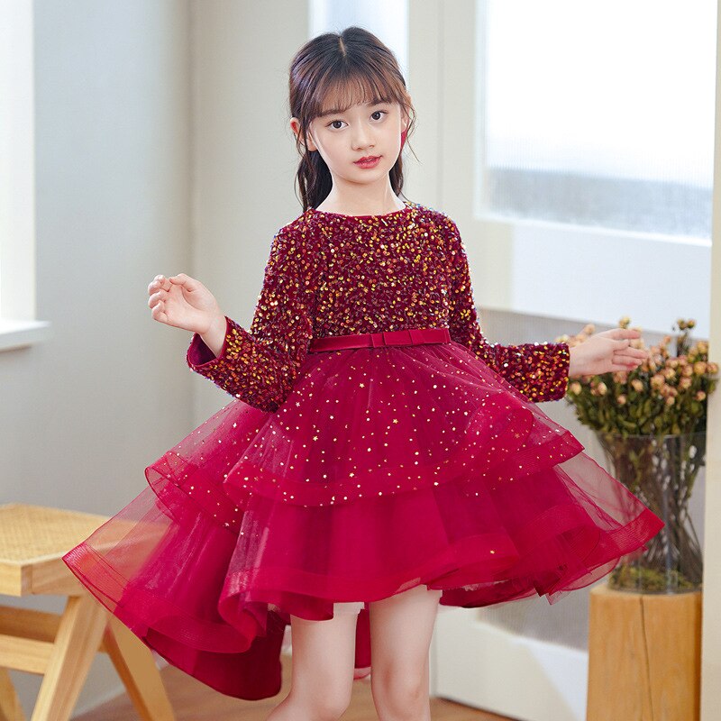 Halloween Costumes Sequins Princess Dresses For Girls Wedding Party Children Christmas Winter Clothes For Kids Vestidos 4-12 Y