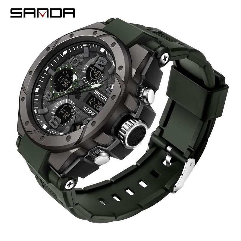 SANDA Marke Herrenuhr Military Outdoor Sports Wasserdichte Uhren Dual Display Quarz LED Digitaluhr Relogio Masculino