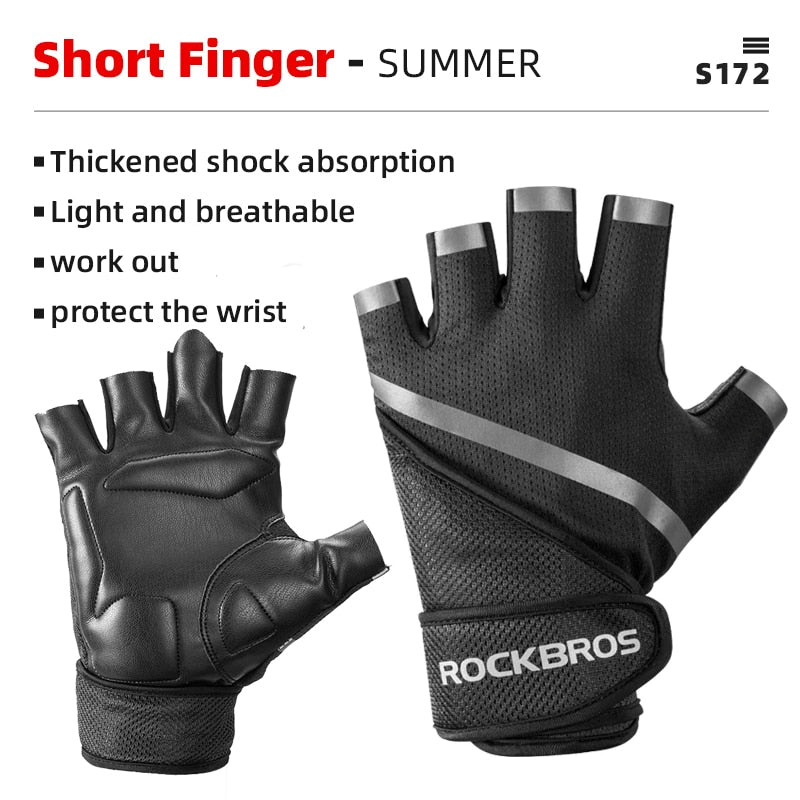 ROCKBROS Bicycle Gloves MTB Road Anti-shock Mountain Bike Fingerless Gloves Men Women Breathable Cycling Sports Non-slip Glove