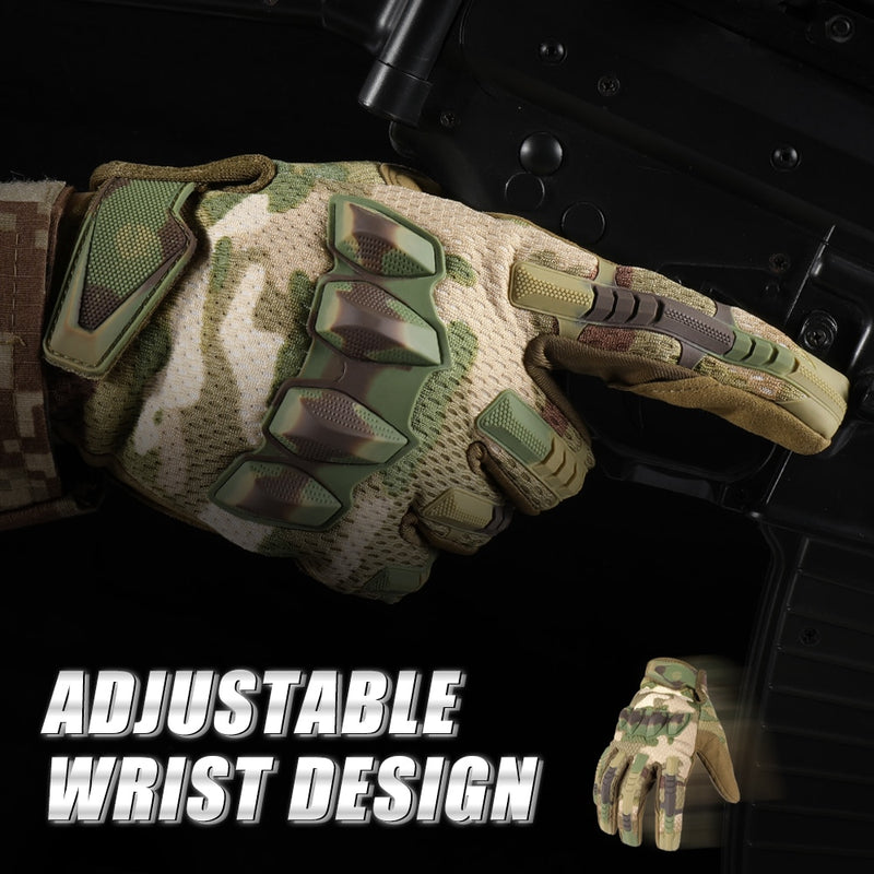 Multicam Tactical Military Full Finger Gloves Army Paintball Airsoft Combat Touch Screen Rubber Protective Glove Men Women New