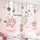 [shijuekongjian] Cartoon Girl Wall Stickers DIY Unicorn Animal Stars Wall Decals for Kids Bedroom Baby Room Home Decoration