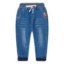 Mudkingdom Kinder Jeans Kordelzughose Herbst Winter Fleece Warme Jeanshose Freizeithose für Jungen Slim Fashion Clothing