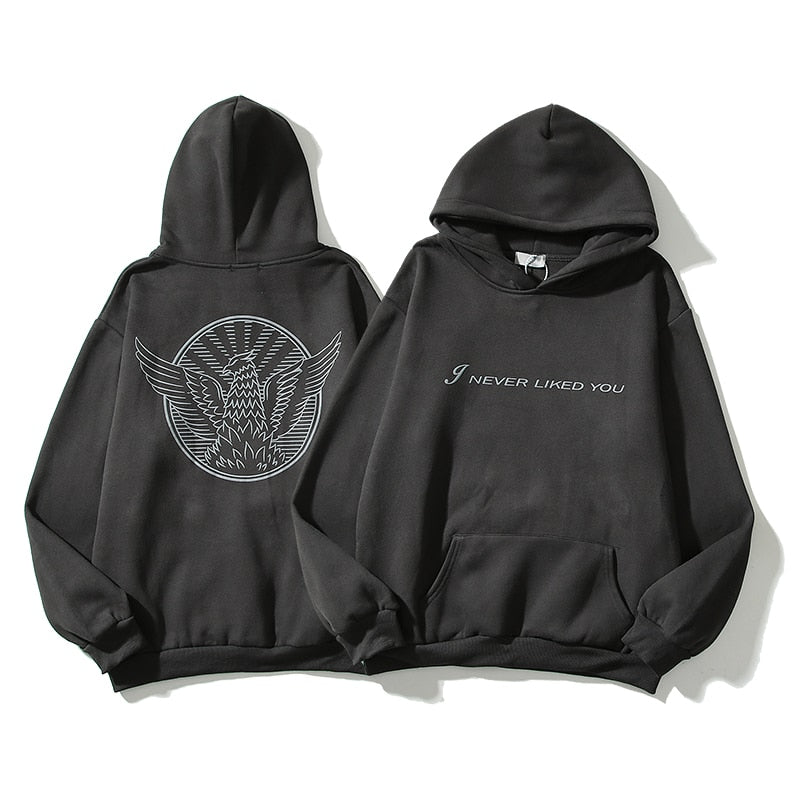 Retro Hip Hop Skull Letter Graffiti Fleece Hooded Hoodies for Men and Women High Street Loose Casual Pullover Sweatshirts