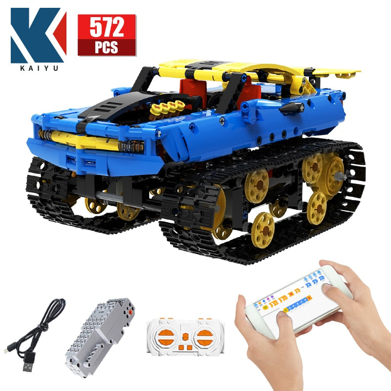 City Off-road RC Racing Car Electric Building Blocks APP Remote Control Tank military Bricks Toys For Children