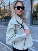 Ailegogo Neue Ankunft Winter Herbst 2022 Damen Leder Geldbörse Campera Chaqueta Cuero Mujer Modis Mantel Damen Veste Cuir De Couro