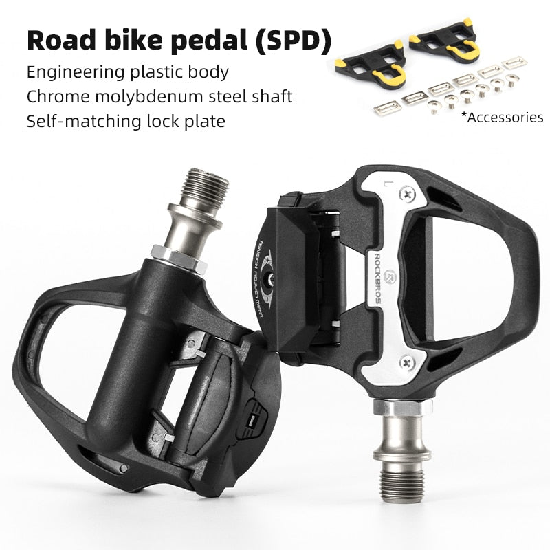 ROCKBROS SPD-SL Cycling Road Bike Bicycle Self-locking Pedals Ultralight Aluminum Alloy 2 Sealed Bearing Bicycle Pedal Bike Part