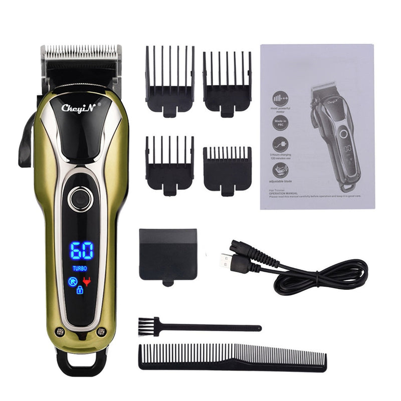 Professional Hair Trimmer Electric Hair Clipper LED Display Hair Cutting Machine Cord Cordless Dual Use Barber Razor Hairdresser