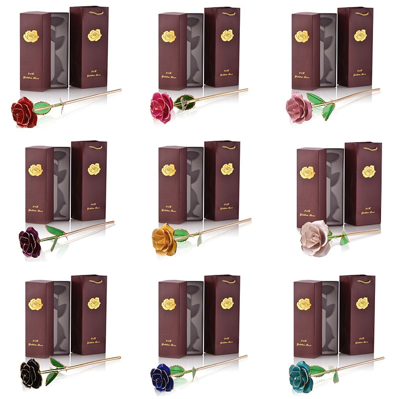 Geschenke für Frauen 24 Karat Gold getauchte Rose mit Ständer Ewige Blumen für immer Liebe in Box Freundin Hochzeit Weihnachtsgeschenke für Sie