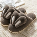 2022 NEW Design Women Winter Furry Slippers Rabbit Ears Couple House Shoes Warm Solid Color Versatile Slippers Chinelos Planos