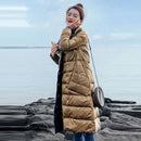FTLZZ Damen doppelseitige lange Daunenjacke Winter 90% weißer Entendaunenmantel zweireihiger warmer Parkas Schnee Outwear